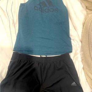 Adidas workout set top and running shorts